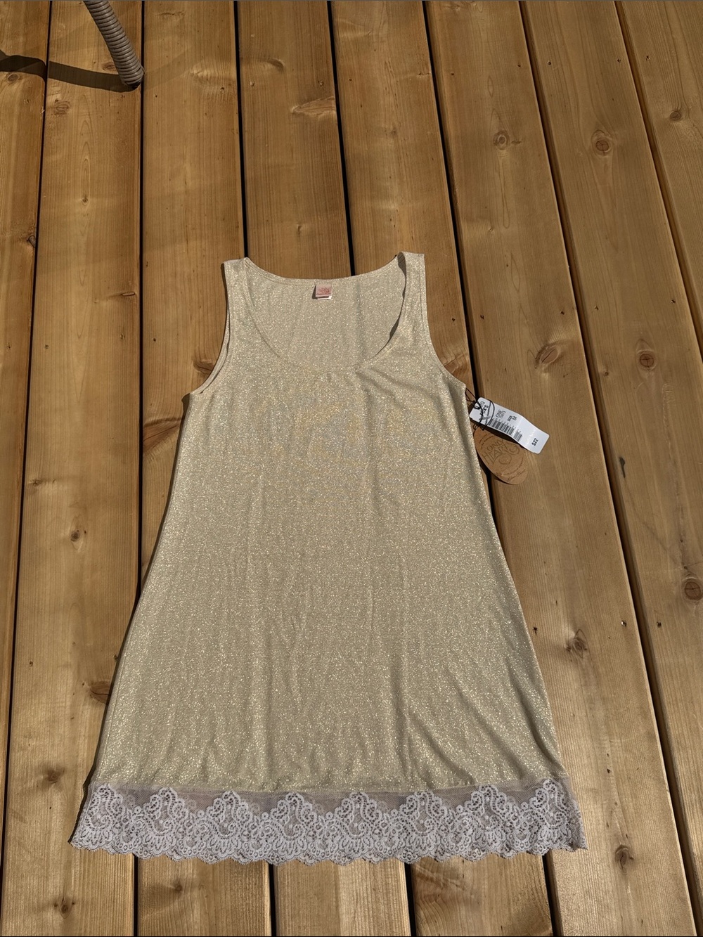 Only Hearts Shimmer Lace-Hem Cream Camisole